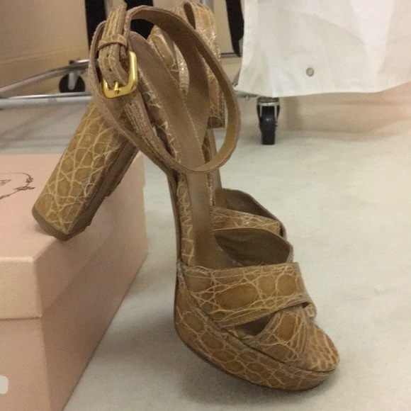 Prada Crocodile Ankle Wrap Platforms - Picture 5 of 6